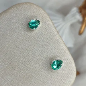 Brinco Gota Zirconia Verde Banhado a Prata