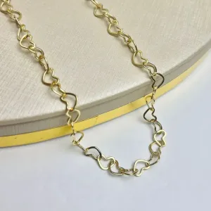 Choker Elos Corações Entrelaçados Banhado a Ouro