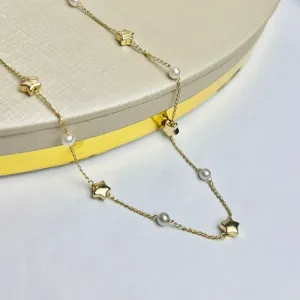 Choker Estrela com Pérola Banhada a Ouro