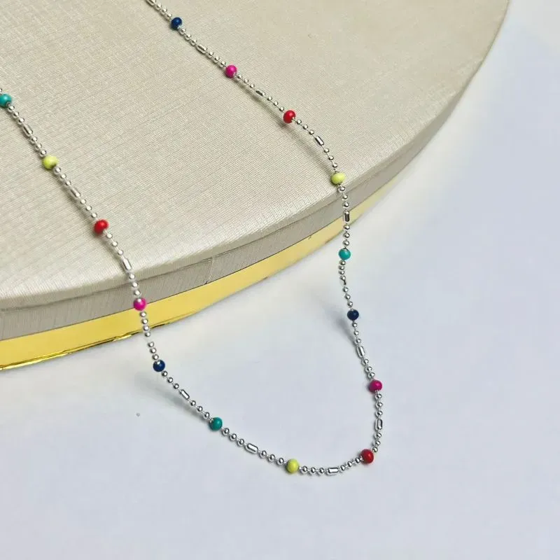 Choker Bolinhas Color Banhado a Prata