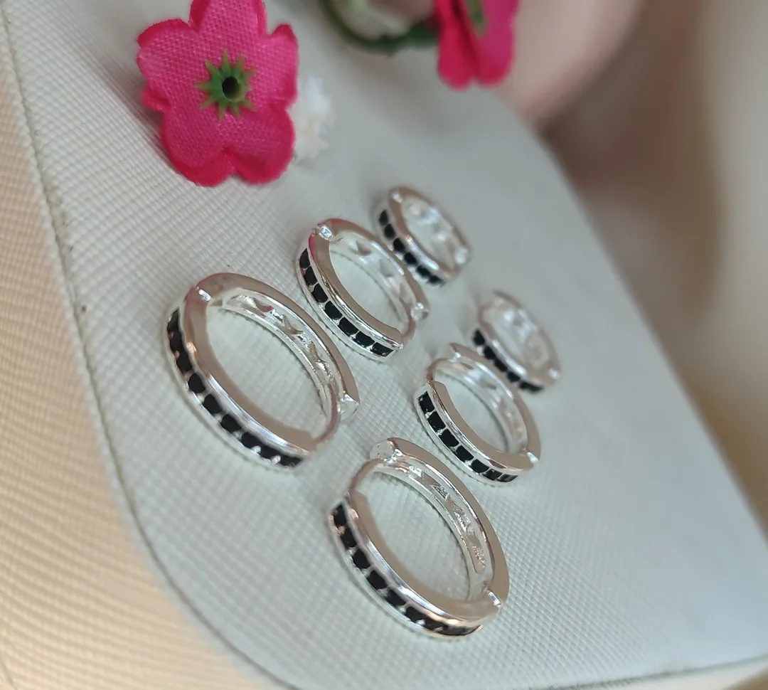 Trio Argola em Zirconia Onix