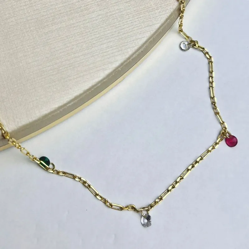 Choker Com Pedras Color Banhado a Ouro