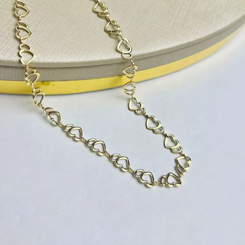 Choker Corações Banhado a Ouro