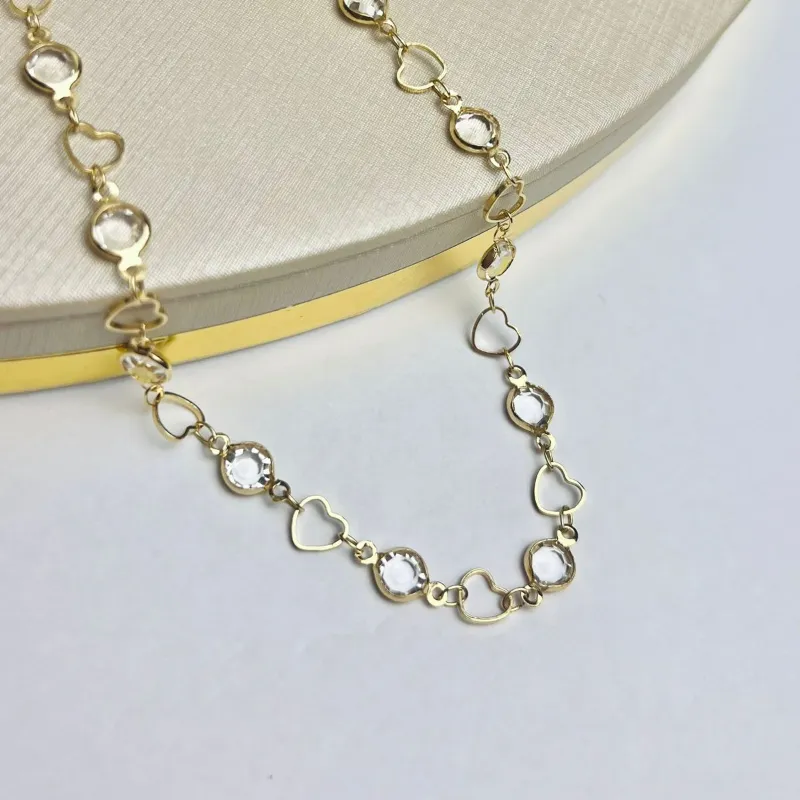 Choker Corações Vazados e Zircônia Cristal Banhada a Ouro